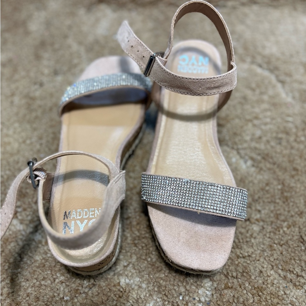 Tan Sandals with Ankle Strap and Flat Sole